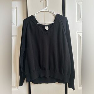 A New Day Black V Neck Sweater Cotton Blend XXL